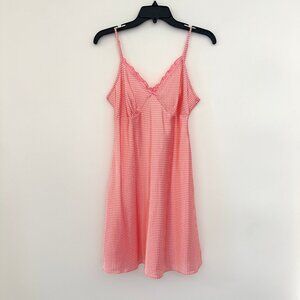 Womens Pink Polka Dot Babydoll Mini Slip Dress Size Medium Coquette Y2K Satin